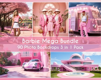 90 Photo Backdrop Set, Barbie Scenario Backgrounds Mega Bundle