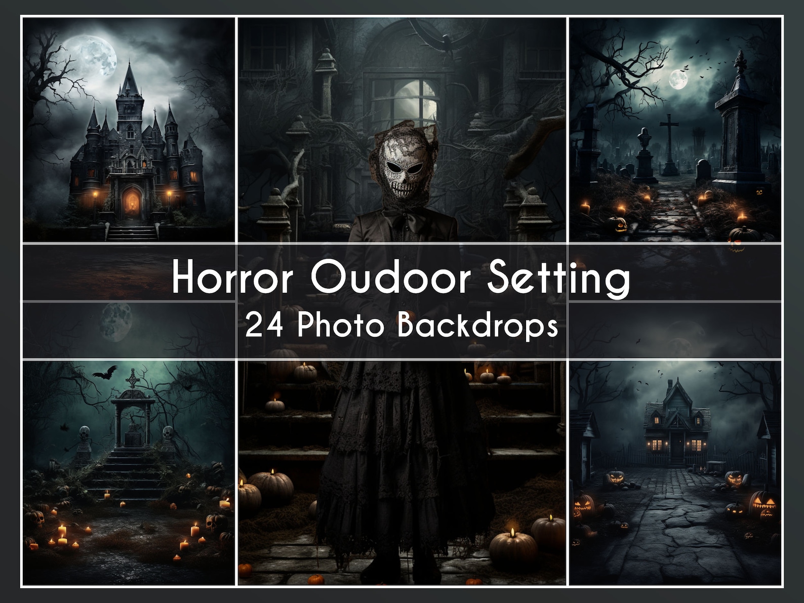 Horror Set Background 24 Photo Backdrop Set, Horror Halloween Backgrounds Oudoor - Etsy Canada