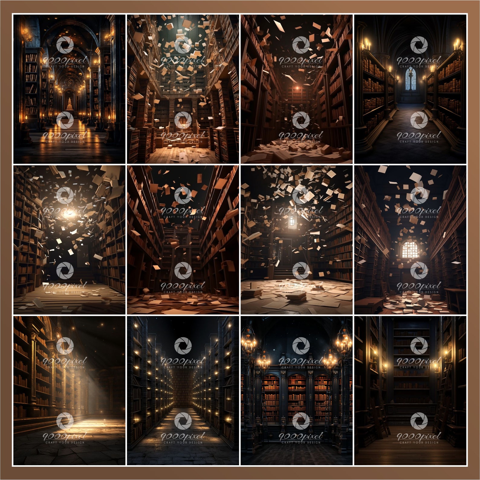 80 Photo Backdrop Set, Vintage Library, Digital Background Fine Art ...