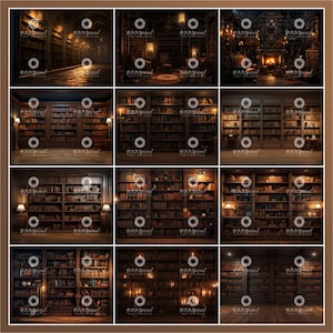 80 Photo Backdrop Set, Vintage Library, Digital Background Fine Art ...