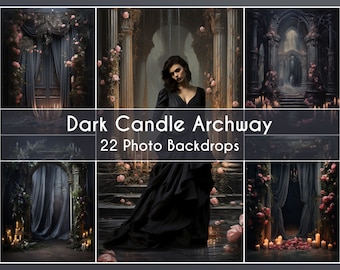 22 Photo Backdrop Set Dark Candle Archway for Helloween