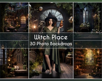 30 Photo Backdrop Set, Witch Place backkgrounds, Helloween pictures