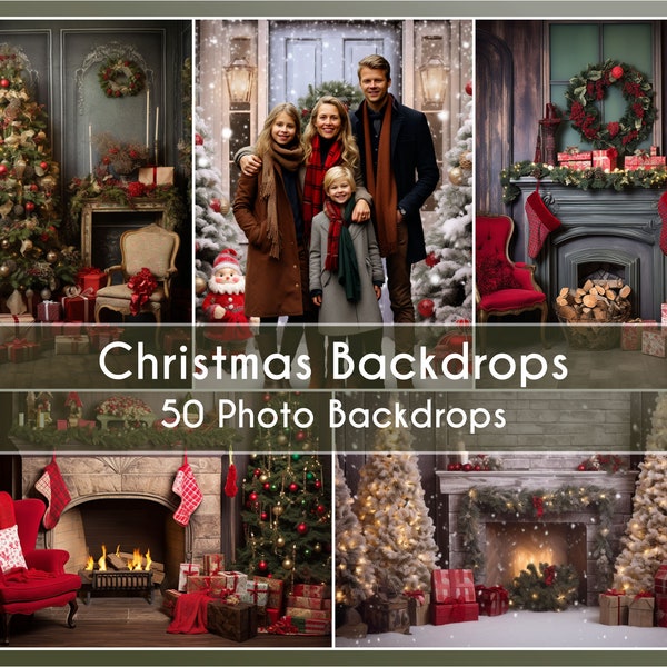 50 Fotokulissen Set, Christmas Backdrops, Digitale Hintergründe Fine Art Backdrops