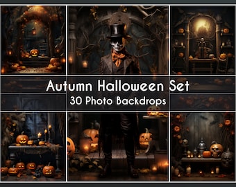 30 Photo Backdrop Set, Autumn Halloween backgrounds