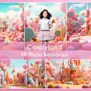 48 Photo Backdrops Set, Candyland, Digital Backgrounds Studio