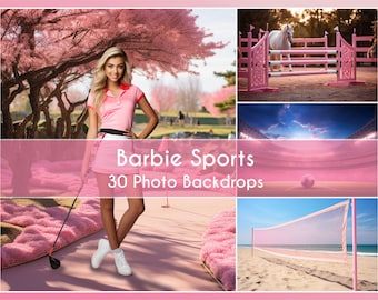 30 Photo Backdrop Set, Barbie do Sport Backgrounds, Digital Backgrounds Studio