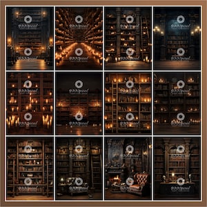 80 Photo Backdrop Set, Vintage Library, Digital Background Fine Art ...