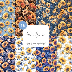 Watercolor Sunflower Seamless Pattern: Floral Digital Paper (Commercial Use)