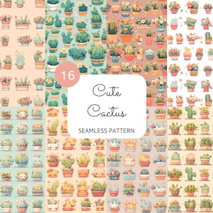 Niedlicher Kaktus Nahtlose Muster Blumentopf Digitales Papier Kawaii Kaktus Wiederholbares Muster Geschenkpapier Scrapbooking Papier Kommerzielle Nutzung