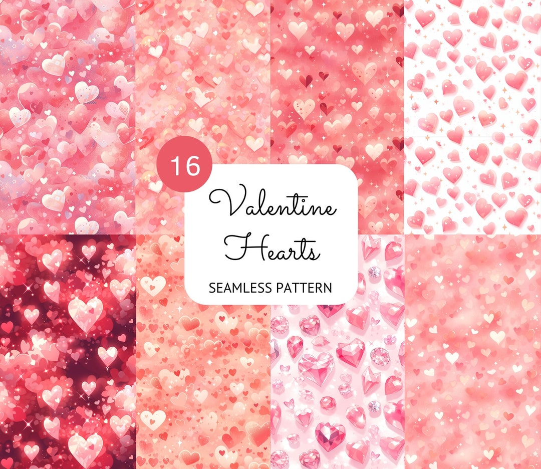 Valentine Hearts Seamless Pattern: Pink Love Background (digital Paper ...
