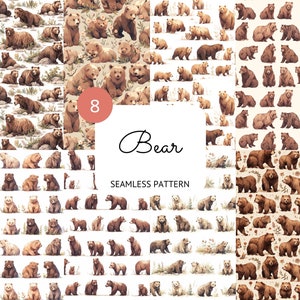 Ours sans couture motif ours brun papier numérique Scrapbooking carterie pépinière décor Animal fond PNG Sublimation usage Commercial