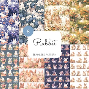 Coelho sem costura padrão coelho papel digital lebre scrapbooking cartão fazendo decoração de berçário fundo animal sublimação uso comercial
