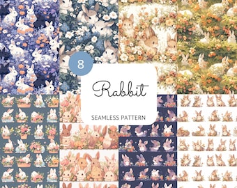 Motif lapin sans couture : papier numérique lapin pour décoration de chambre d'enfant (PNG)
