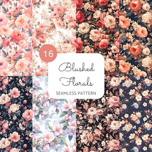 ピンク色の花柄シームレスパターン ピンクの花 デジタルペーパー 牡丹 バラ 桜 シームレス 繰り返しパターン 商用利用