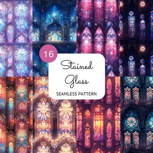 Stained Glass Window Seamless Pattern: Colorful Digital Paper (Commercial Use)