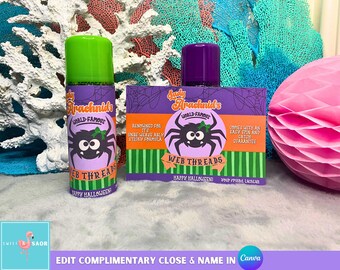 Halloween Silly String Gift Label: Kids Spider Party Favor (PDF Download)
