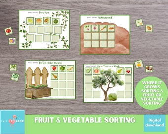 Fruits & Vegetables Sorting Mats: Montessori Harvest Game (Digital Download)