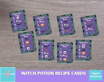 Witch Potion Recipe Cards: Halloween Sensory Bin Printable (PDF Download)