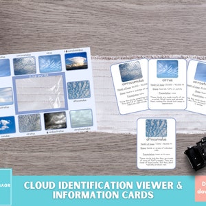 Cloud Viewer, Clouds Identification Flashcards, Cloud Hunt afdrukbaar, Weerstudie, Montessori voor kleuter- en thuisonderwijs