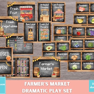 Farmer's Market Pretend Play Printable, Farmer's Market Dramatic Play, Classroom Dramatic Play,  Homeschool Dramatic Play