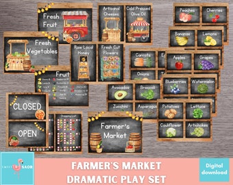 Farmer&#39;s Market Pretend Play Printable, Farmer&#39;s Market Dramatic Play, Classroom Dramatic Play,  Homeschool Dramatic Play