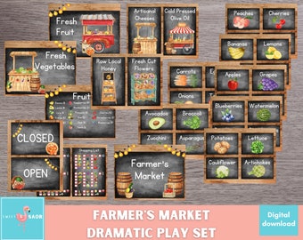 Farmer's Market Pretend Play Printable, Farmer's Market Dramatic Play, Classroom Dramatic Play,  Homeschool Dramatic Play