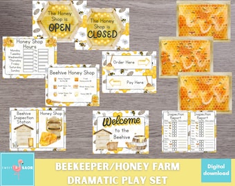 Beekeeper Pretend Play, Honey Farm Dramatic Play, Honey Bee Printable, Pretend Beehive Inspection Set, Dramatic Play Center
