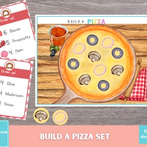 Build A Pizza, Pretend Play Pizzeria Printable, Dramatic Play Printable, Preschool Printable, Homeschool Printable, Kindergarten Activity