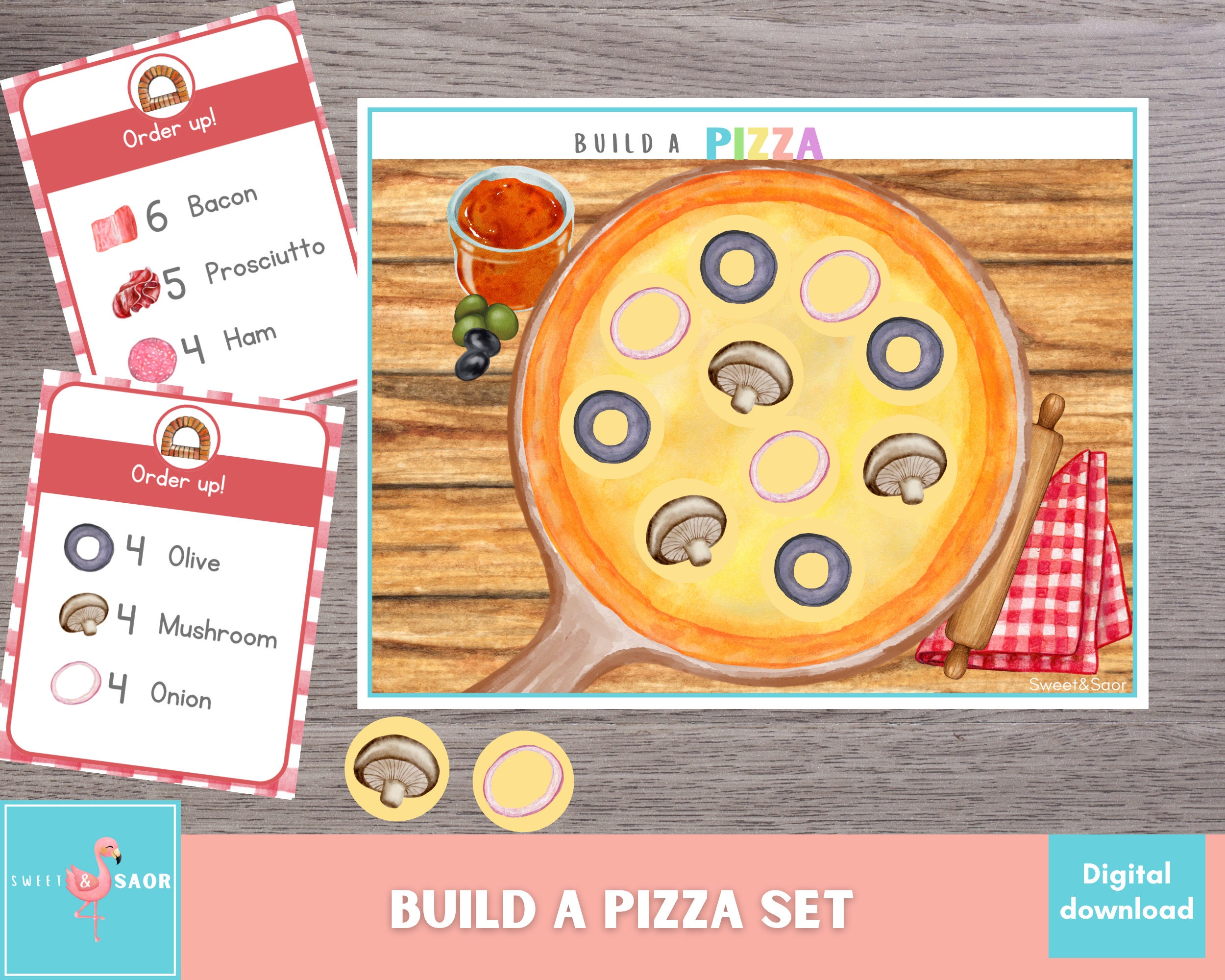 Build A Pizza, Pretend Play Pizzeria Printable, Dramatic Play Printable ...