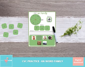AN Word Family CVC Game: Early Literacy Printable (PDF)