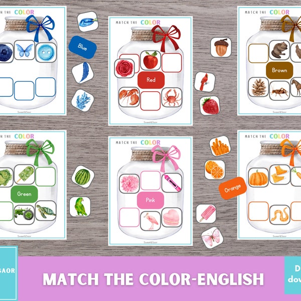 Color Matching, Color Sorting Game, Printable Color Activity, Preschool Color Matching Game, Preschool Printable, Homeschool Resource