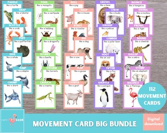 Kids Animal Movement Cards: Classroom Fitness Activity (Digital Download)