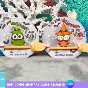 Afdrukbare Halloween-potloodhouder, Halloween-traktatie zonder snoep, Halloween-cadeau in de klas, Halloween-potloodcadeau voor klas Feestje