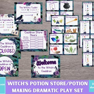 Halloween-Trank Pretend Play, Hexengebräu, dramatisches Spiel, Halloween-Lernspiel, Zählaktivität, Vorschule zum Ausdrucken