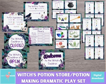 Halloween Potion Shop Dramatic Play Set: Printable Pretend Play (PDF Download)