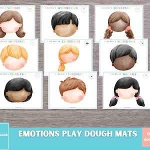 Alfombrillas de plastilina de emociones, imprimibles para preescolar, alfombrillas de plastilina de sentimientos, imprimibles de sentimientos para niños, regalo de plastilina para niños, descarga digital