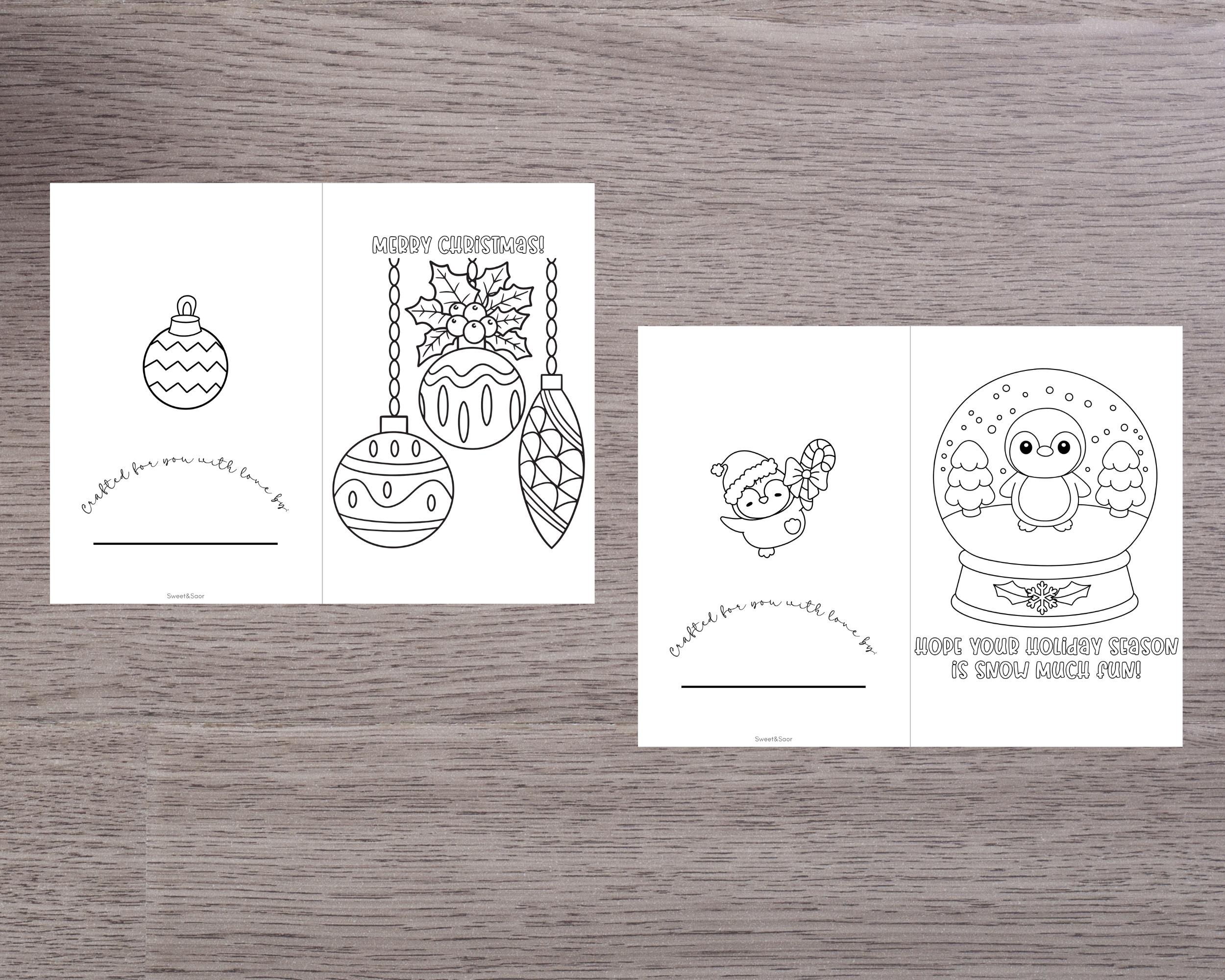 Christmas Coloring Cards: Printable Holiday Craft Activity (PDF ...