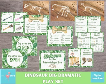 Dinosaur Dig Dramatic Play Set: Printable Paleontology Pretend Play (PDF Download)