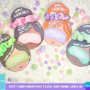 Druckbares Scrunchie Halter Slumber Party Favor, Mädchen Pyjama Party Geburtstagsgeschenk, Sleepover Party Taschenfüller, Pamper Party Scrunchie Halter