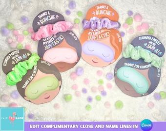 Ausdruckbare Slumber Party Scrunchie Halter Favor (Digitaler Download)