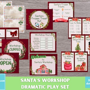 Dramatische speelset Santa&#39;s Workshop: afdrukbare kerstpretendentspel (pdf-download)