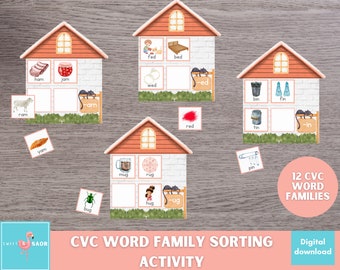 CVC Word Family Häuser: Phonetik & Reim Aktivität (PDF)