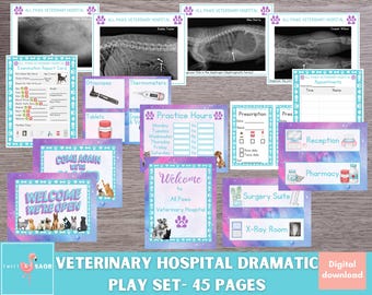 Vet Clinic Pretend Play Printable, Vet Dramatic Play Printable, Dramatic Play Centers, Preschool Activities, Kindergarten Centers