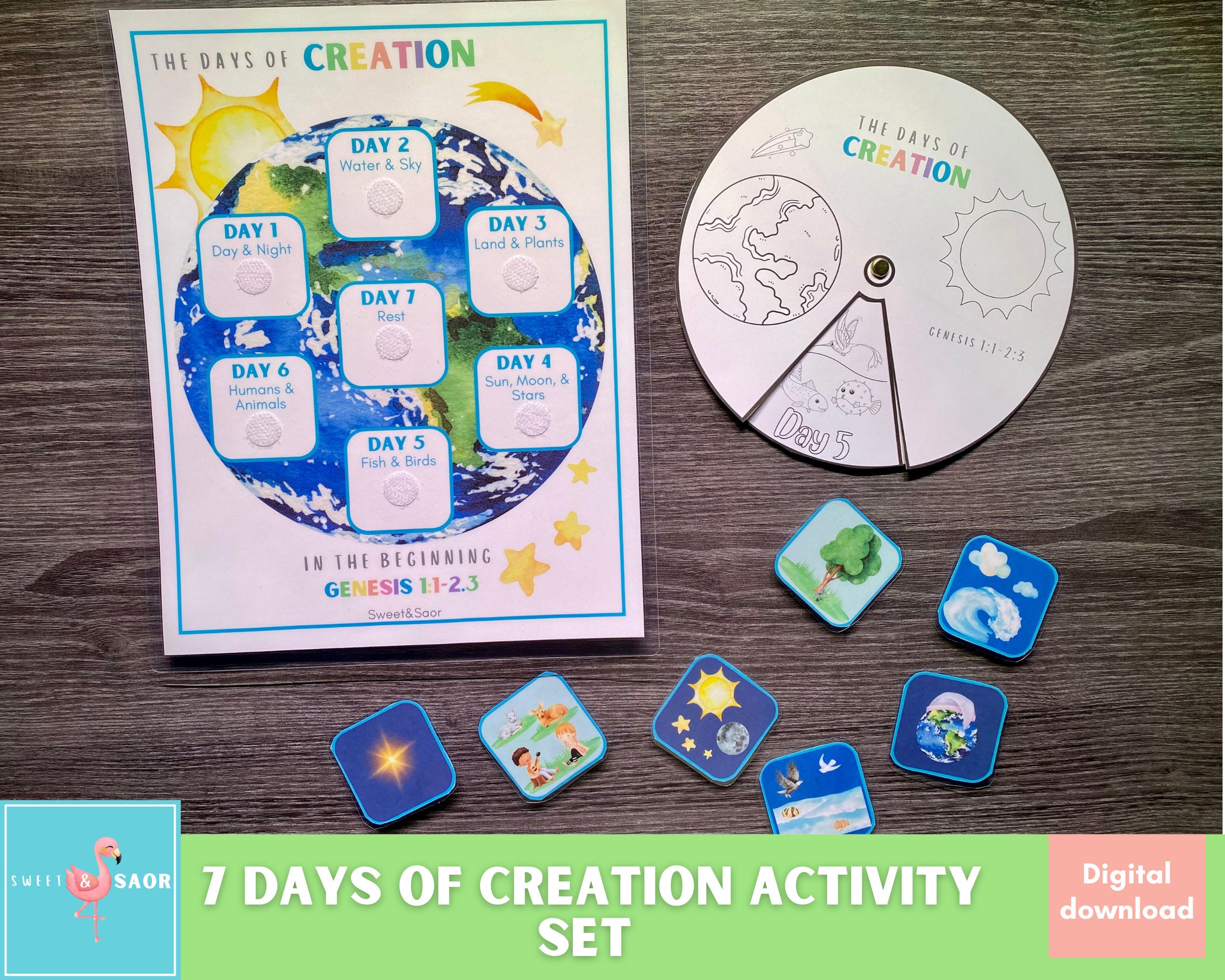7 Days of Creation Coloring Wheel, 7 Days of Creation Printable, Sunday ...