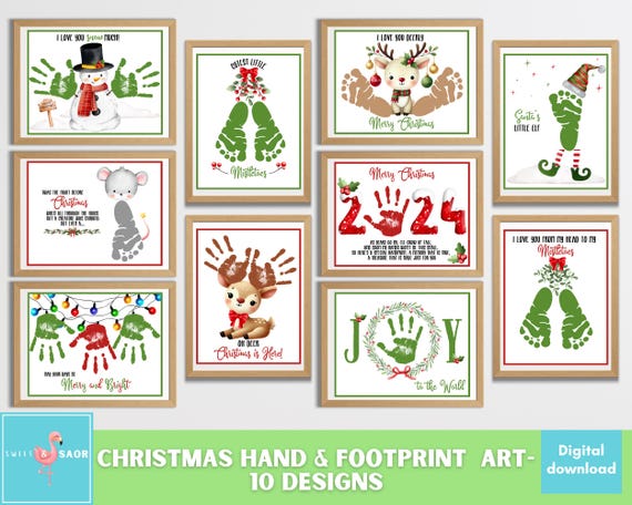 Christmas Handprint Footprint Art Bundle: DIY Keepsakes (Digital Download)