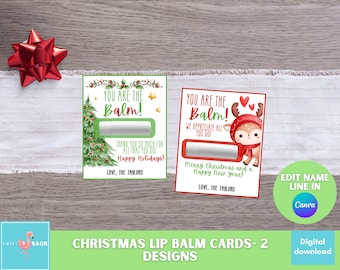 Printable Christmas Lip Balm Holder Cards, Teacher Gift (PDF)