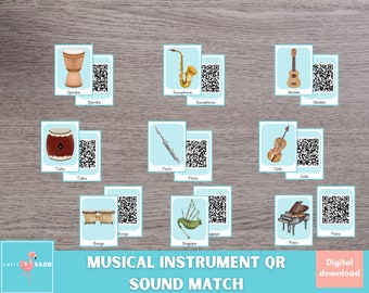 Musical Instrument Sound Matching Cards: QR Code Game (Digital Download)
