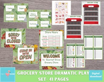 Grocery Store Dramatic Play Set: Printable Pretend Play (PDF Download)