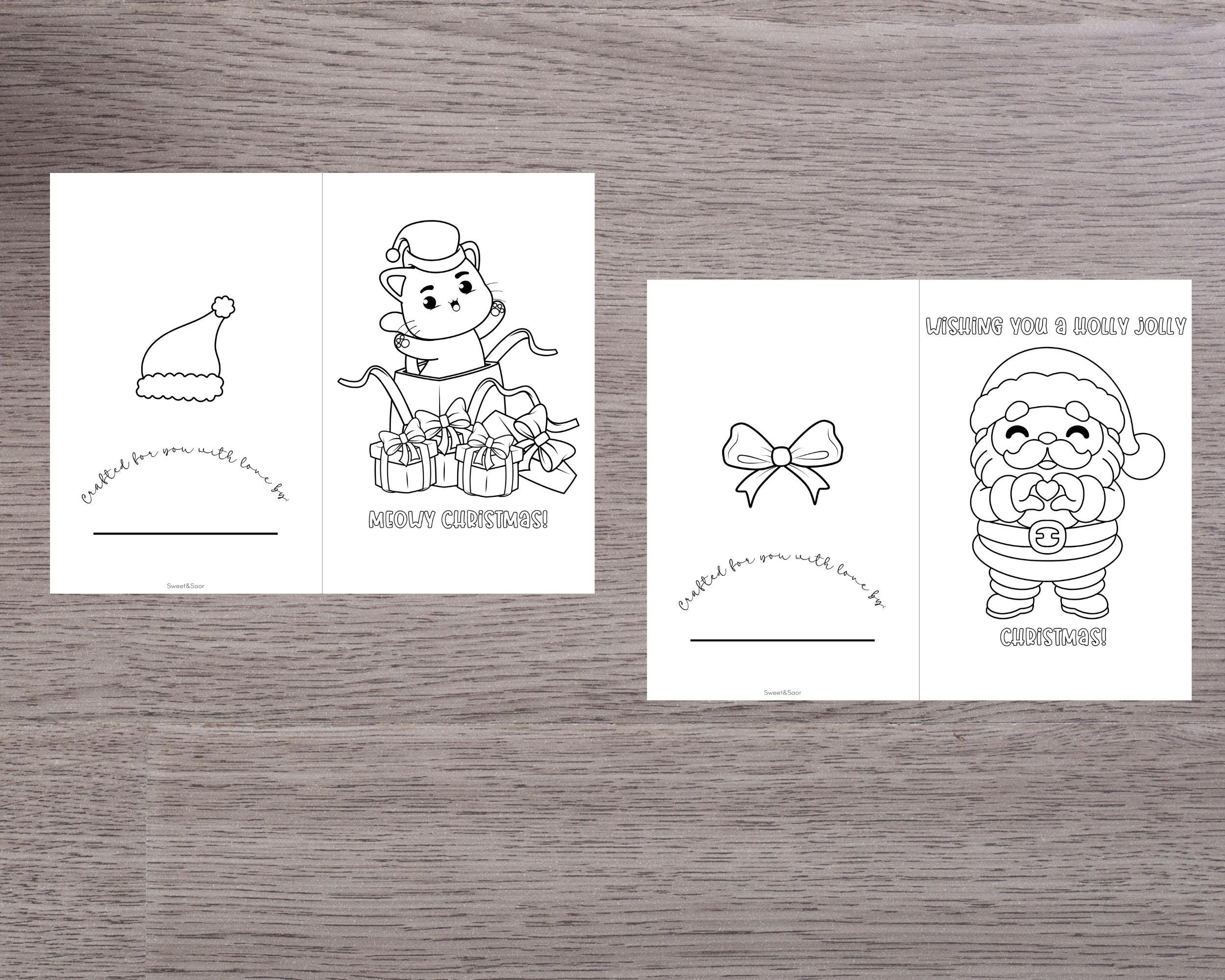 Christmas Coloring Cards: Printable Holiday Craft Activity (PDF ...