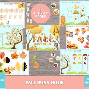 Fall Busy Book Printable, Autumn Quiet Book for Kids, Homeschool Busy Book, Preschool Learning Binder, Toddler Busy Book